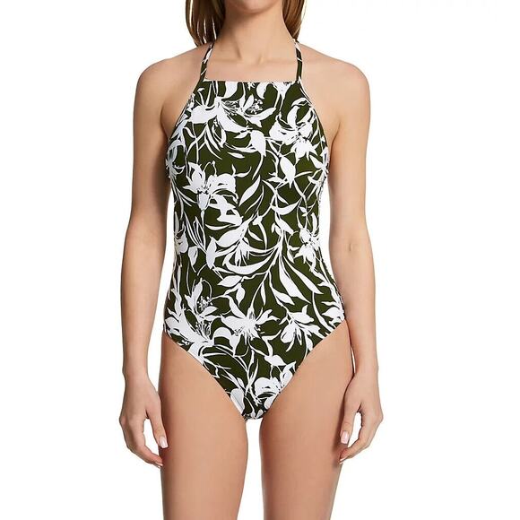 Lauren Ralph Lauren Tropic Monotone Floral High Neck One Piece Swimsuit 10 - Picture 2 of 12